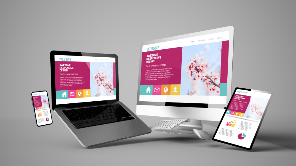 Modern responsive website design on a laptop, tablet, and smartphone created by Wefixit Group Technology Rwanda.